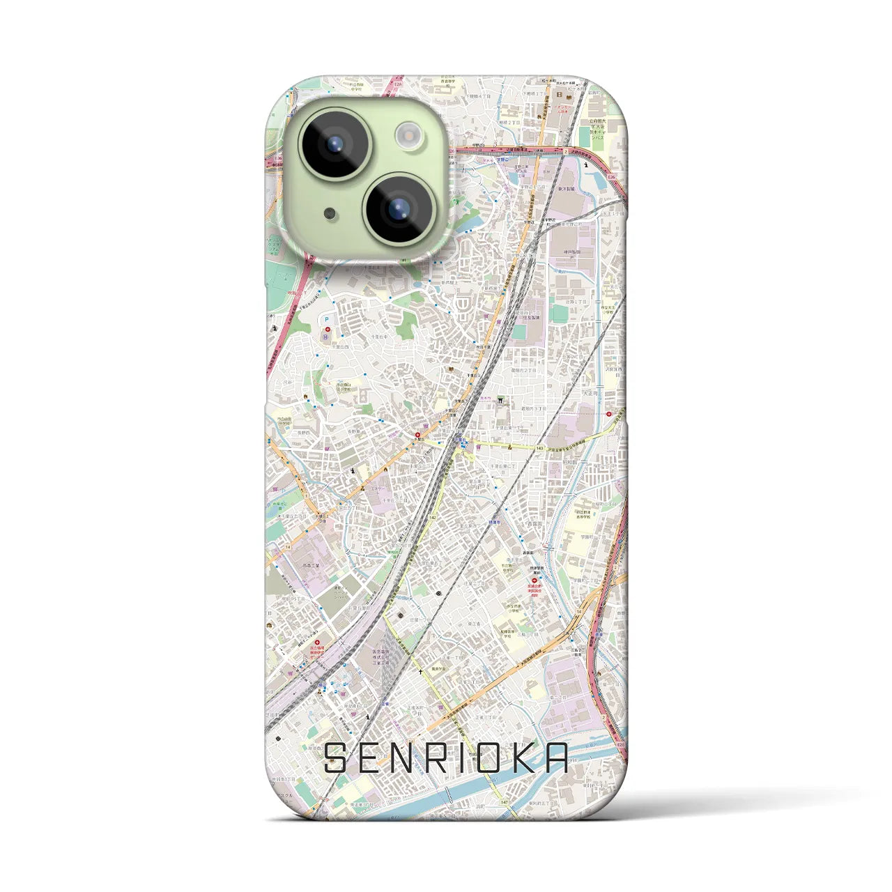 【千里丘(大阪府)】地図柄iPhoneケース(バックカバータイプ)