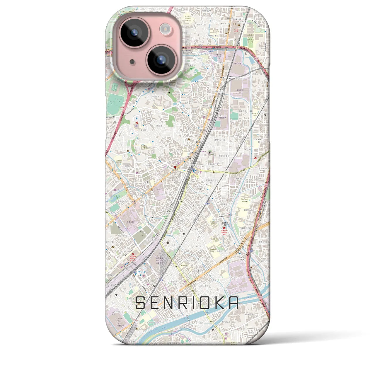 【千里丘(大阪府)】地図柄iPhoneケース(バックカバータイプ)