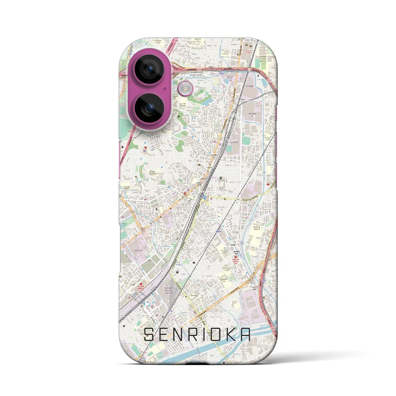 【千里丘(大阪府)】地図柄iPhoneケース(バックカバータイプ)