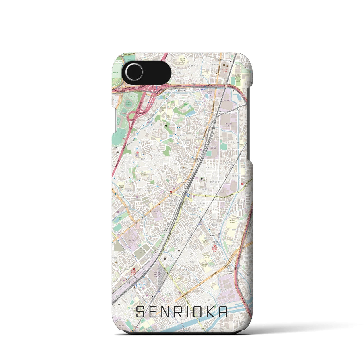 【千里丘(大阪府)】地図柄iPhoneケース(バックカバータイプ)