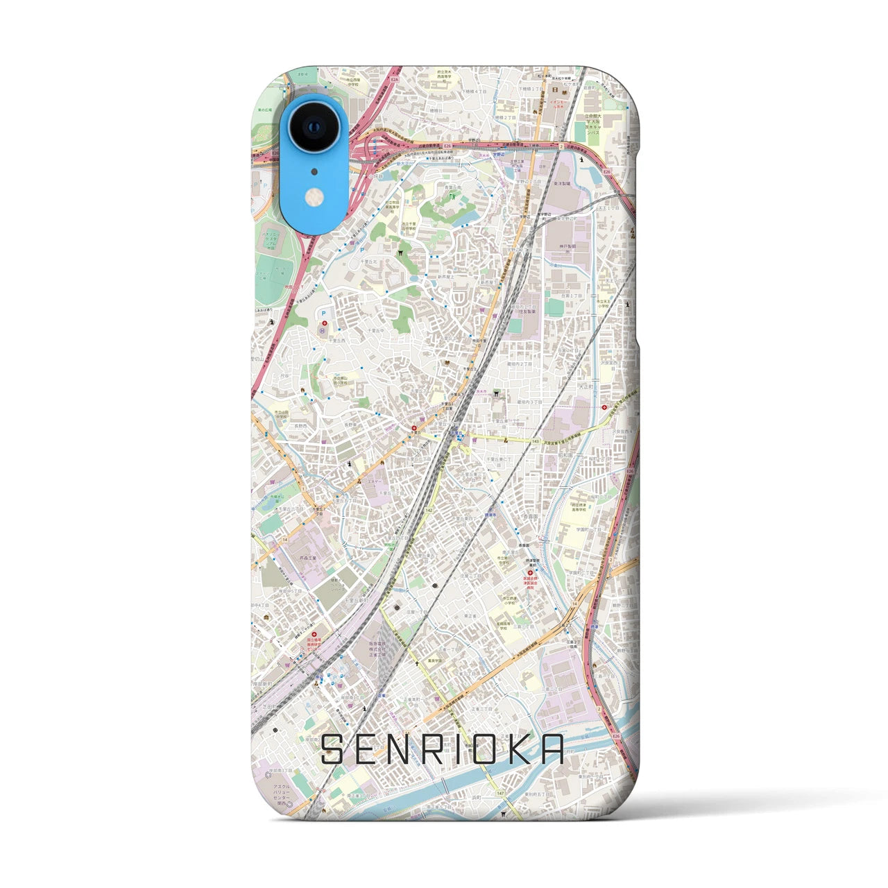 【千里丘(大阪府)】地図柄iPhoneケース(バックカバータイプ)