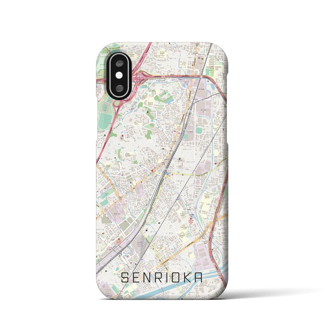 【千里丘(大阪府)】地図柄iPhoneケース(バックカバータイプ)