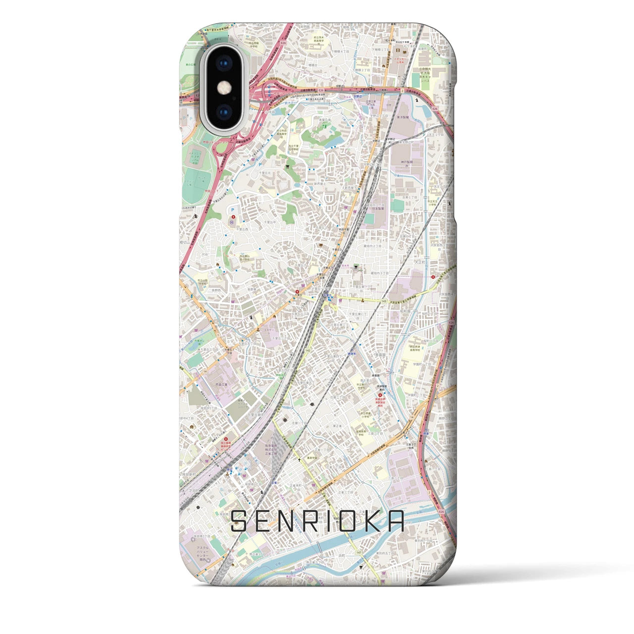 【千里丘(大阪府)】地図柄iPhoneケース(バックカバータイプ)