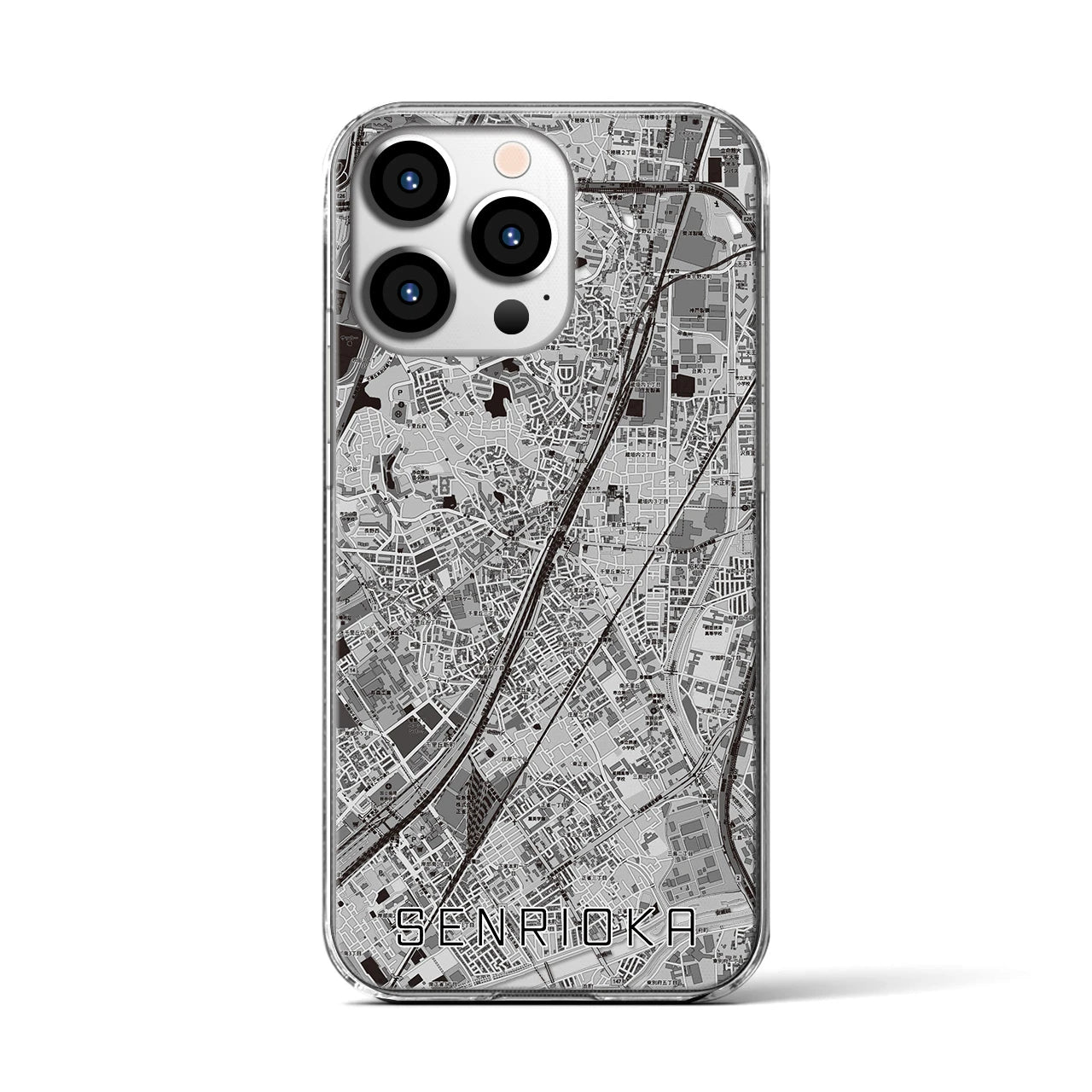 【千里丘(大阪府)】地図柄iPhoneケース(クリアタイプ)