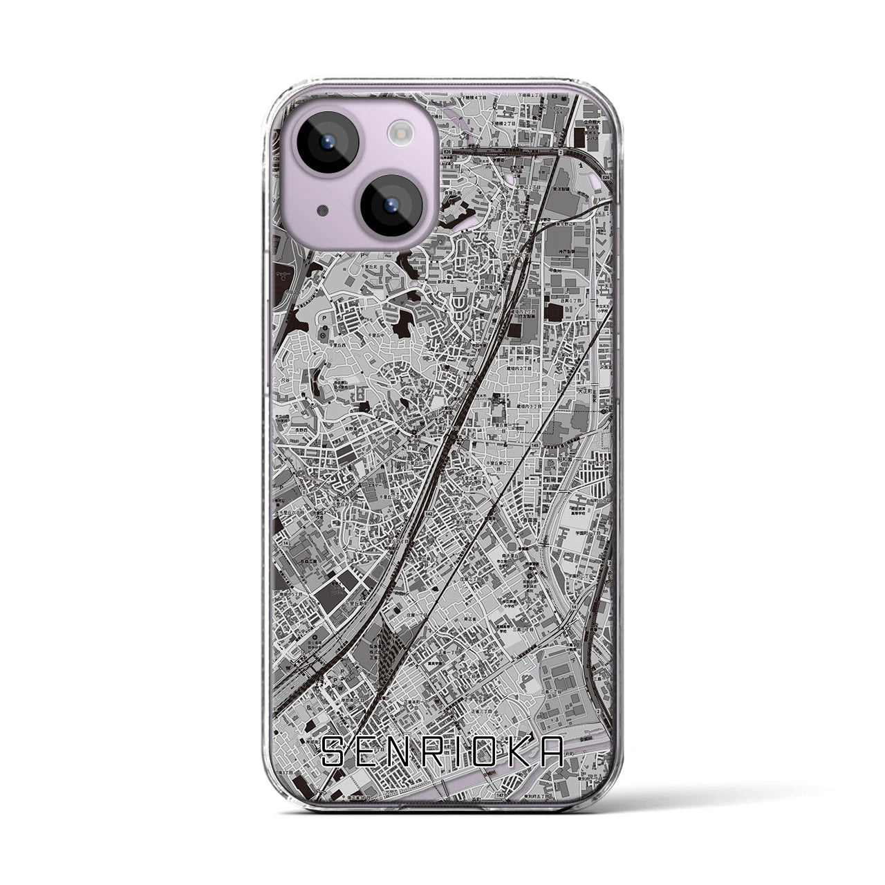 【千里丘(大阪府)】地図柄iPhoneケース(クリアタイプ)