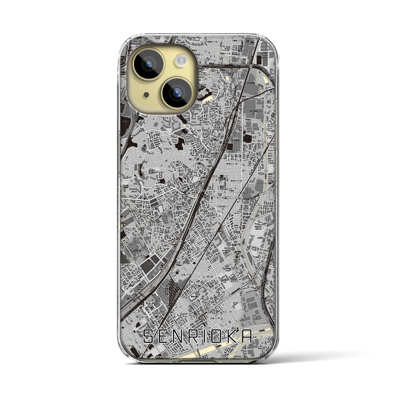 【千里丘(大阪府)】地図柄iPhoneケース(クリアタイプ)