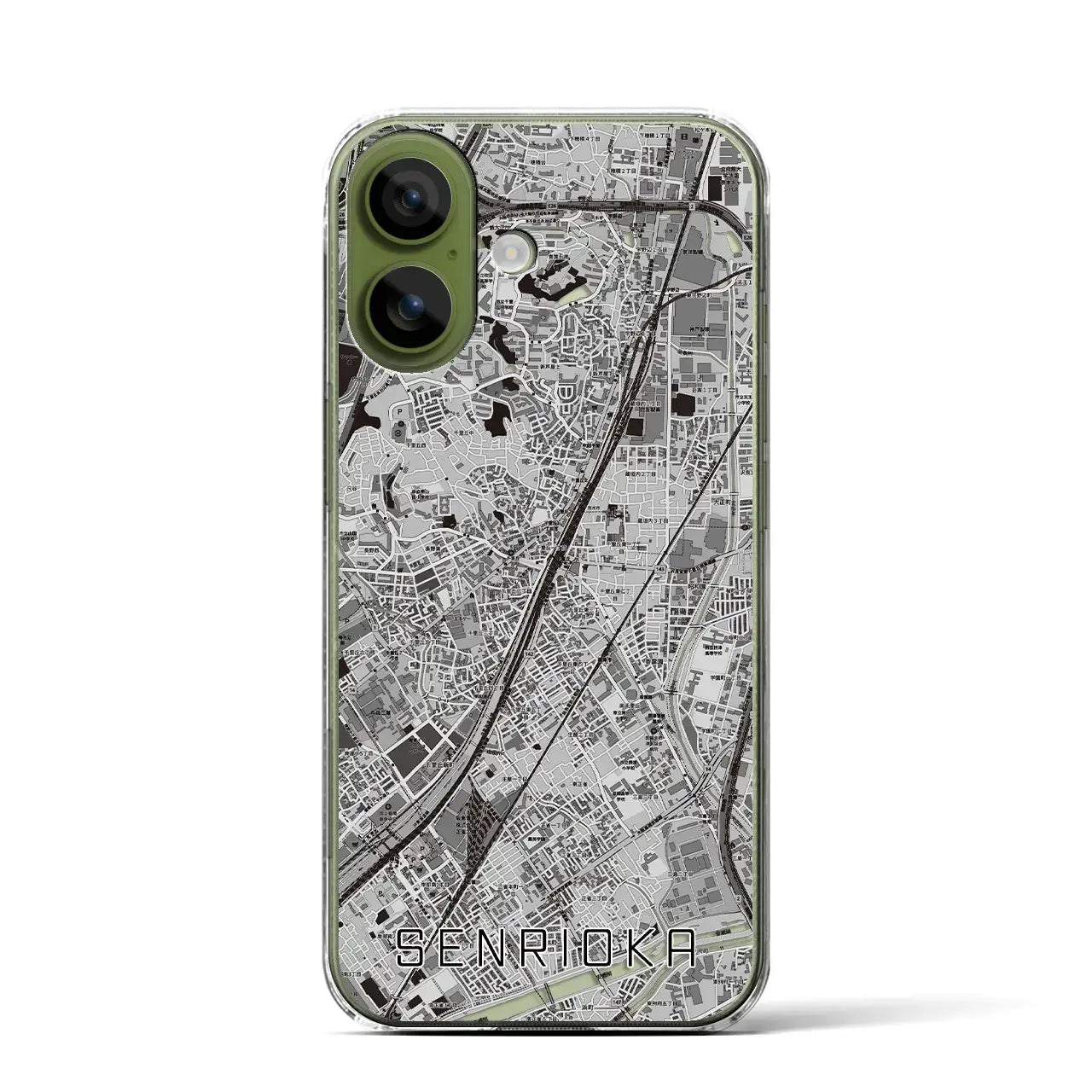 【千里丘(大阪府)】地図柄iPhoneケース(クリアタイプ)モノトーン・iPhone 17 Pro Max 用