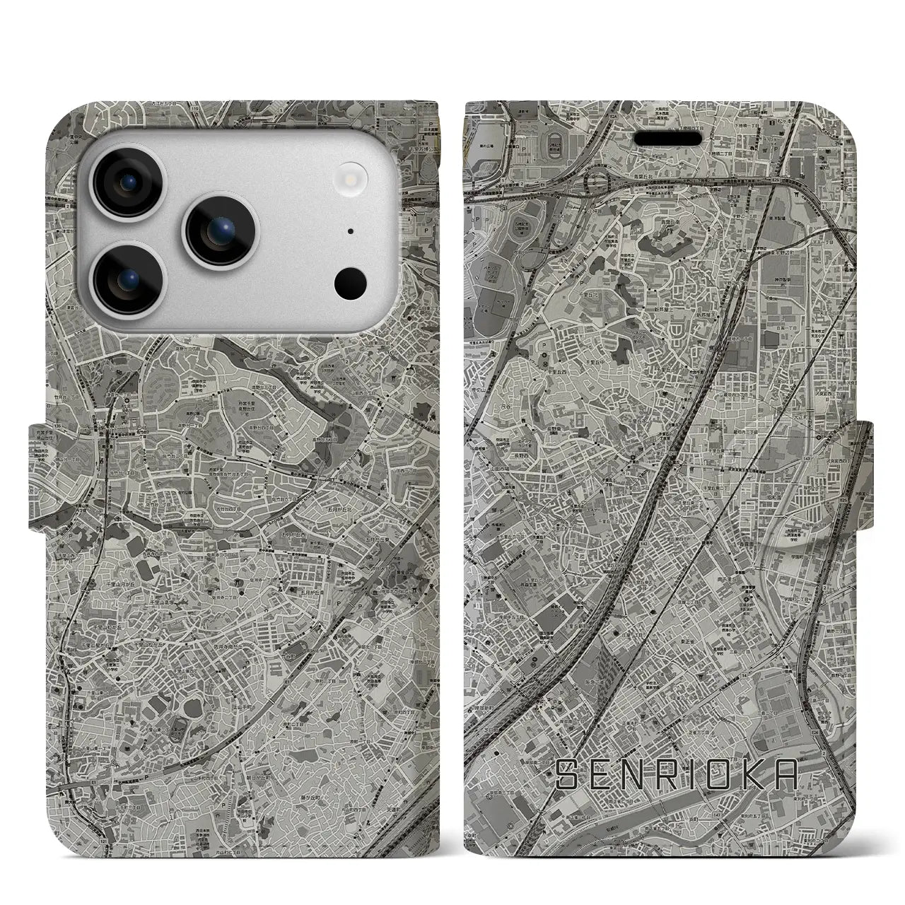 【千里丘(大阪府)】地図柄iPhoneケース(手帳タイプ)