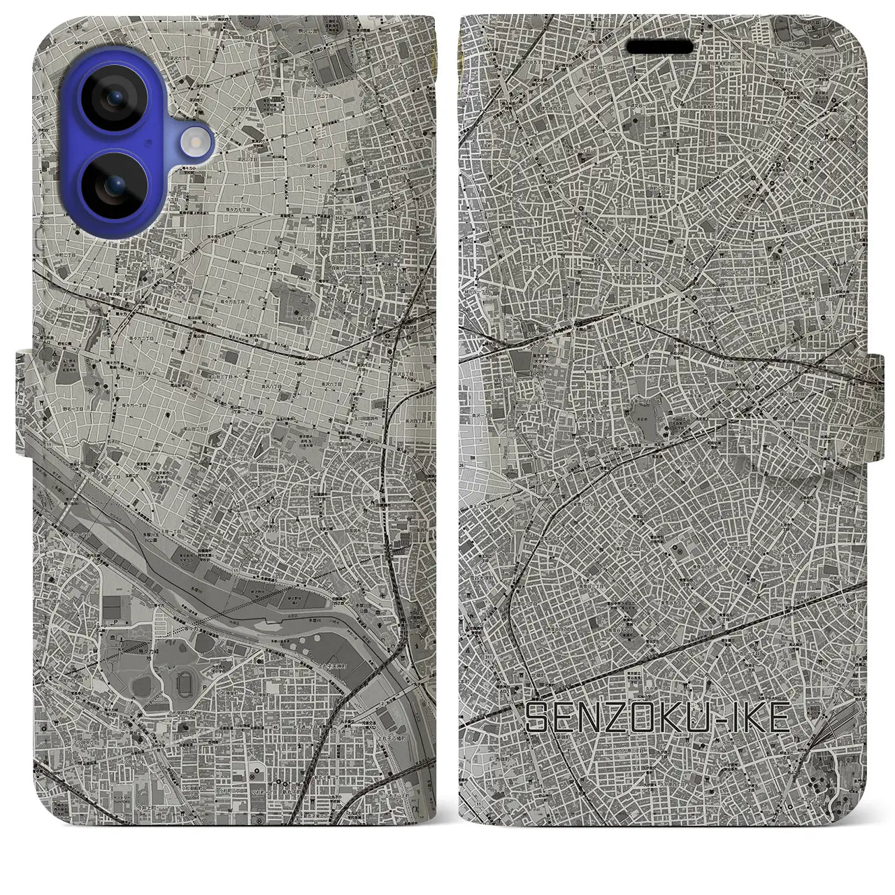 【洗足池(東京都)】地図柄iPhoneケース(手帳タイプ)