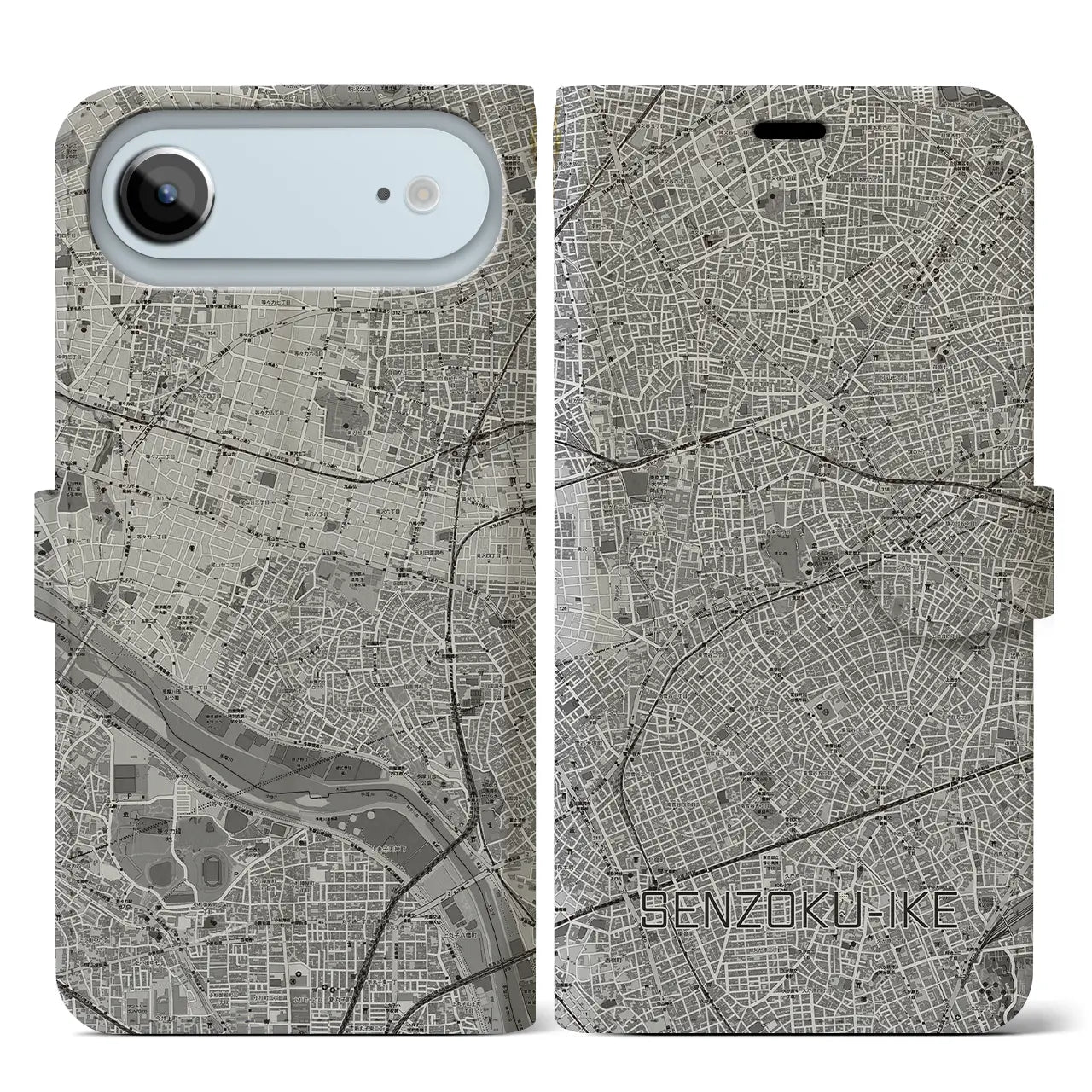 【洗足池(東京都)】地図柄iPhoneケース(手帳タイプ)