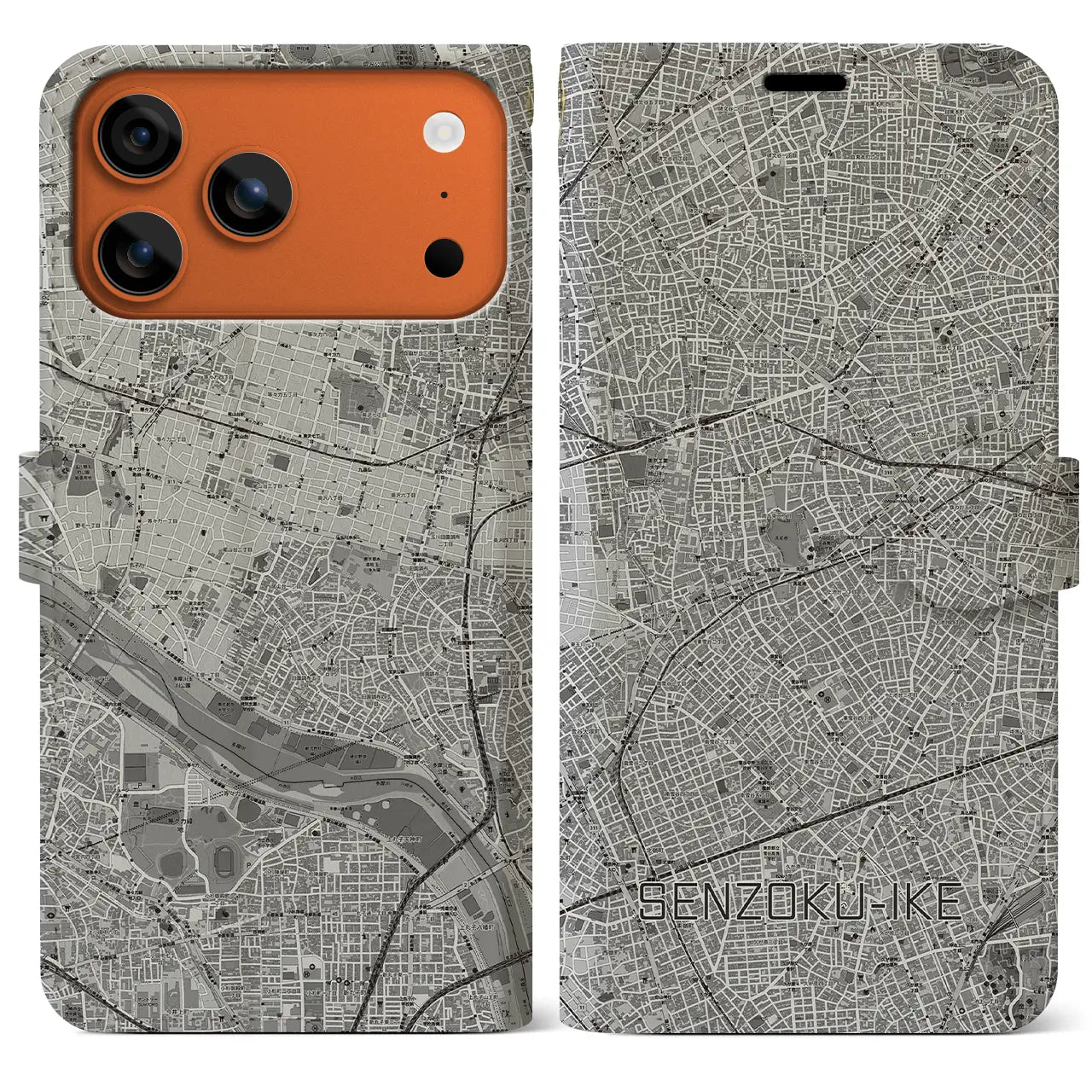 【洗足池(東京都)】地図柄iPhoneケース(手帳タイプ)