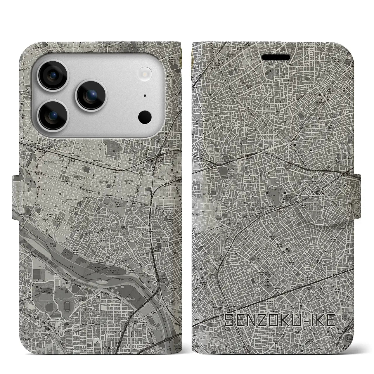 【洗足池(東京都)】地図柄iPhoneケース(手帳タイプ)