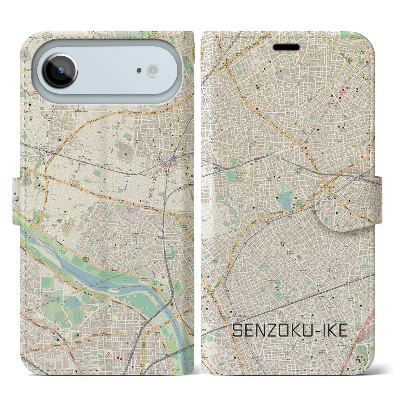 【洗足池(東京都)】地図柄iPhoneケース(手帳タイプ)