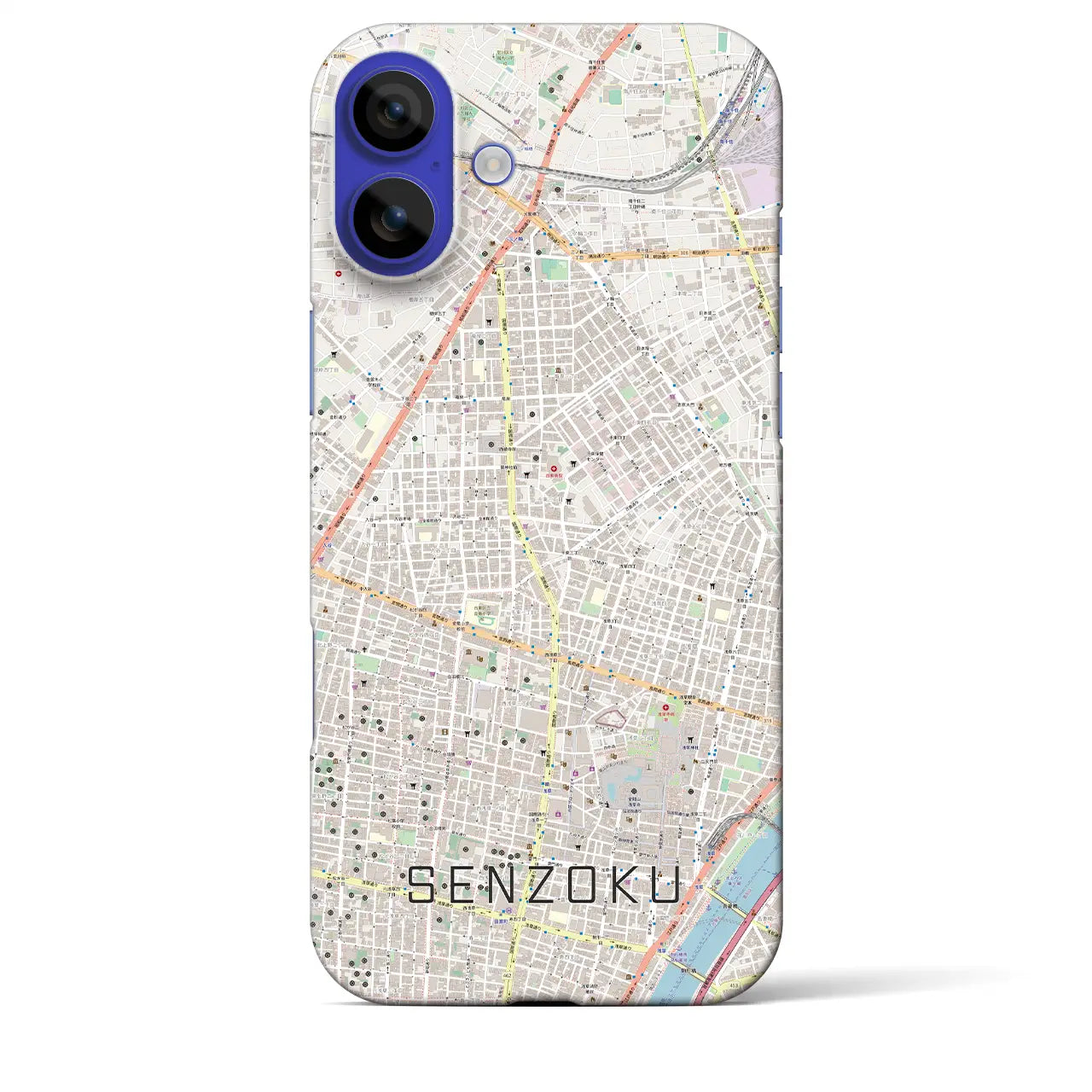 【千束(東京都)】地図柄iPhoneケース(バックカバータイプ)ナチュラル・iPhone 16 Pro Max 用