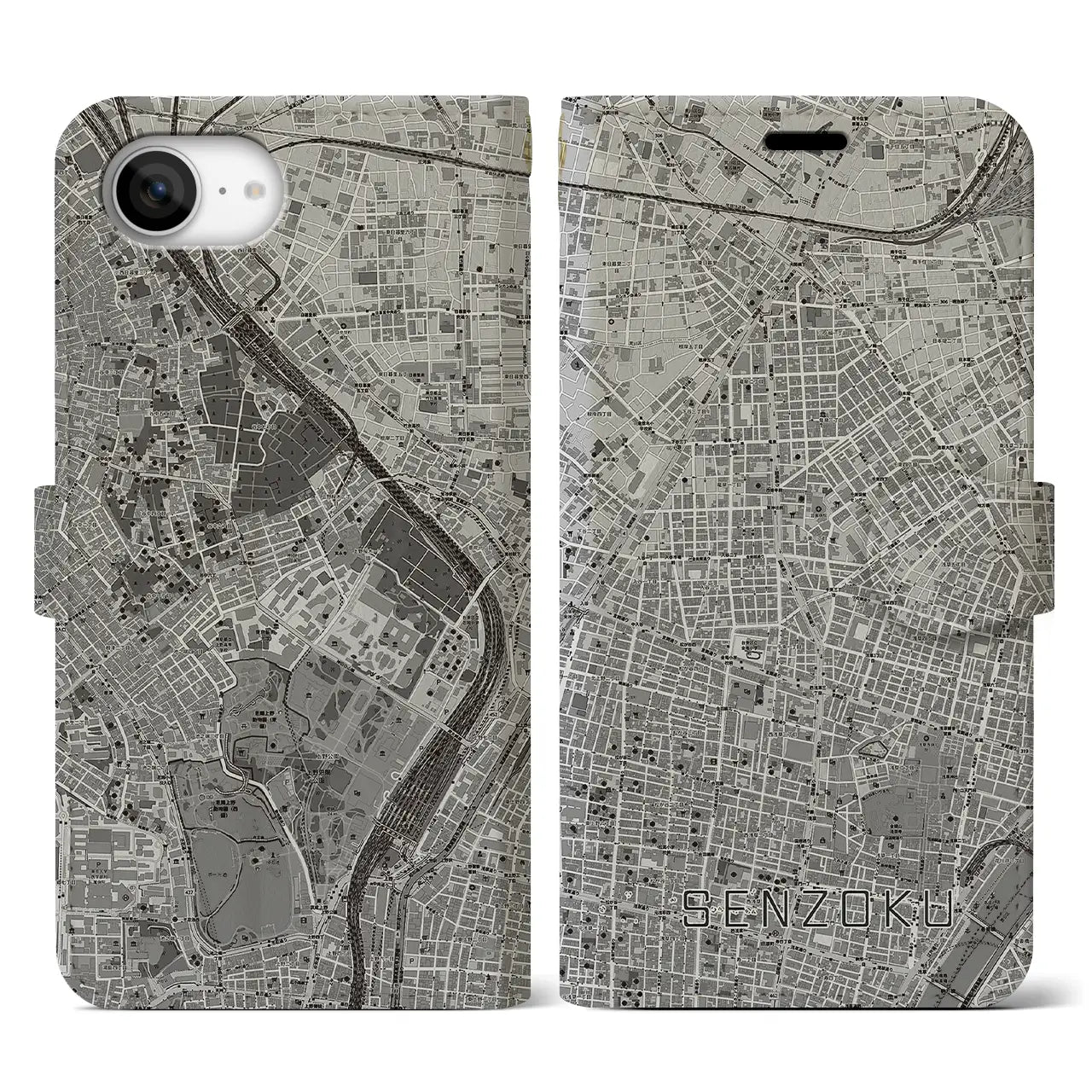 【千束(東京都)】地図柄iPhoneケース(手帳タイプ)