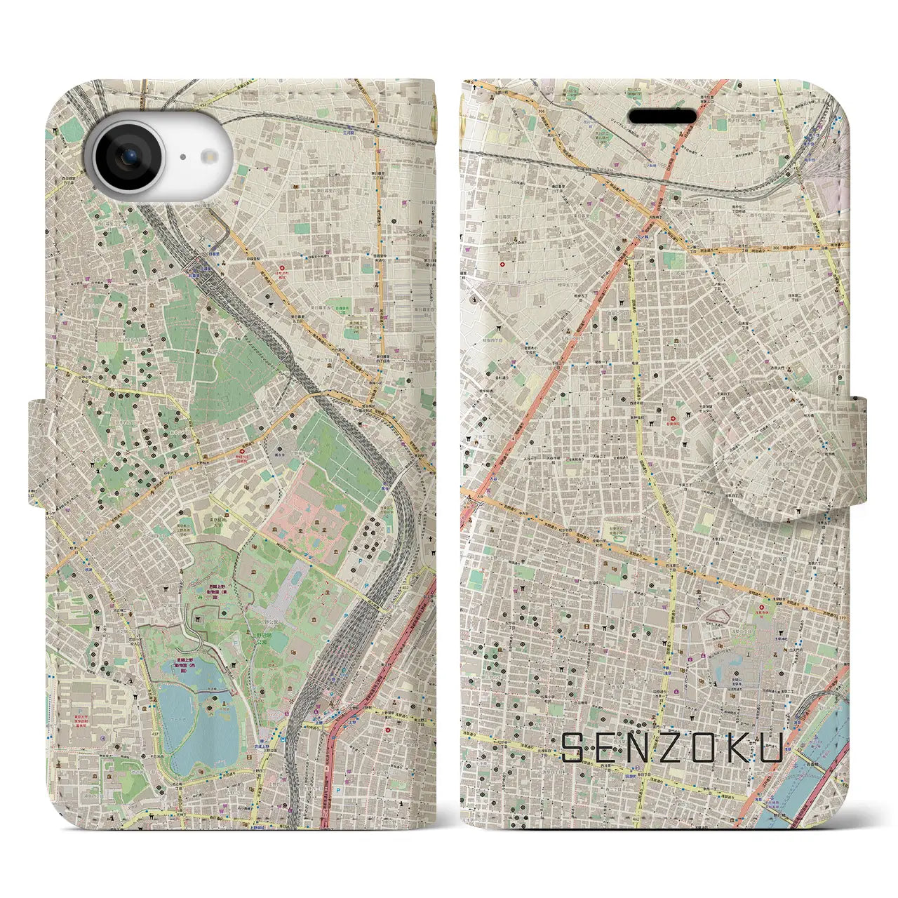 【千束(東京都)】地図柄iPhoneケース(手帳タイプ)