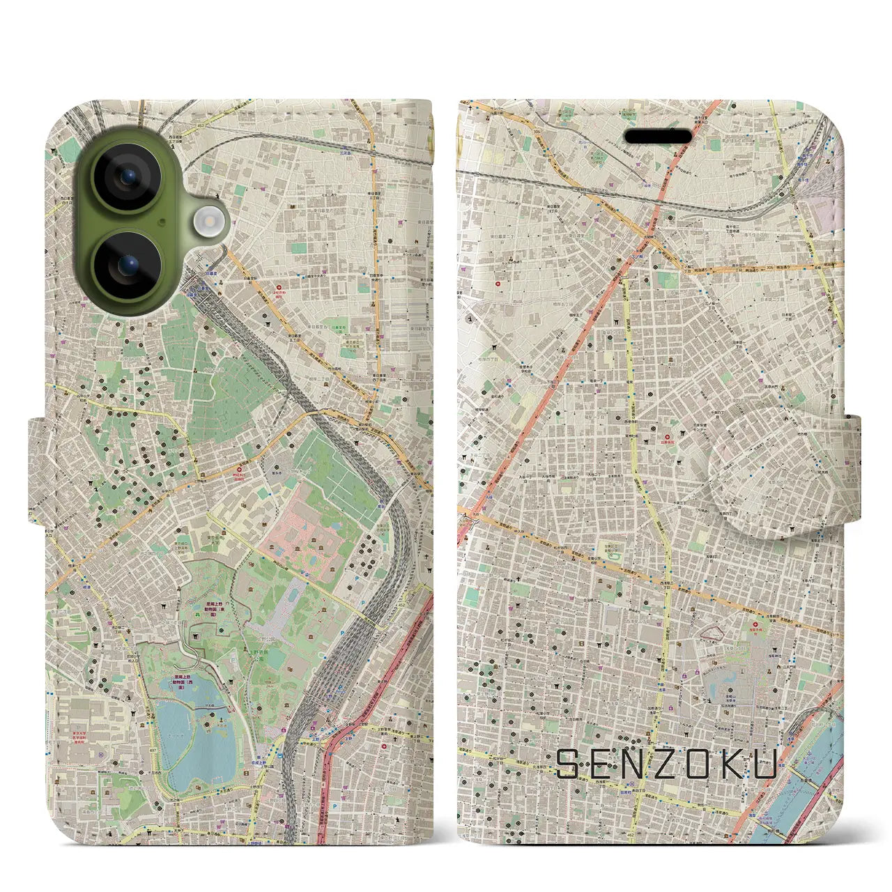 【千束(東京都)】地図柄iPhoneケース(手帳タイプ)