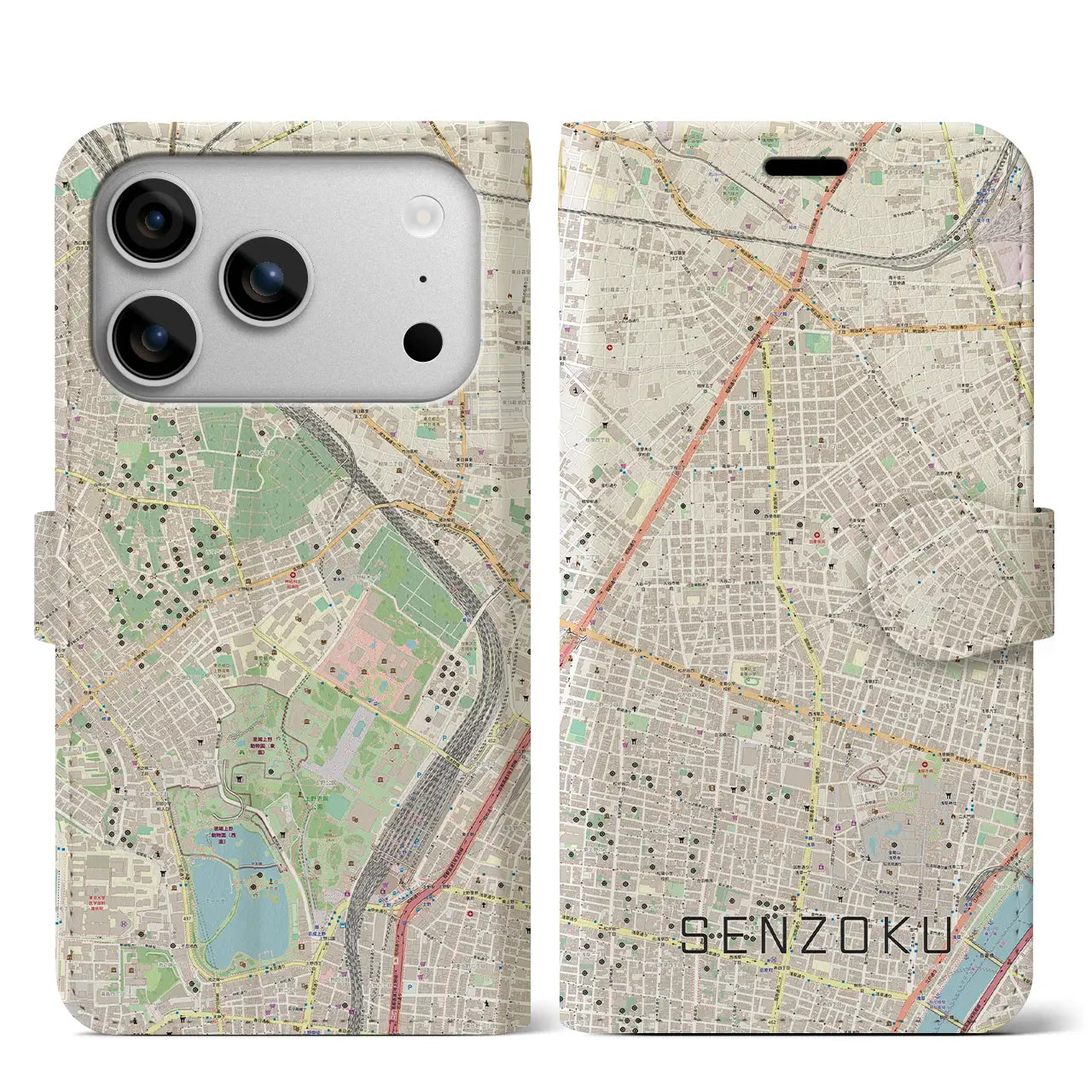 【千束(東京都)】地図柄iPhoneケース(手帳タイプ)