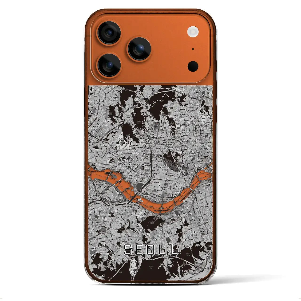 【ソウル(韓国)】地図柄iPhoneケース(クリアタイプ)モノトーン・iPhone 17 Pro Max 用