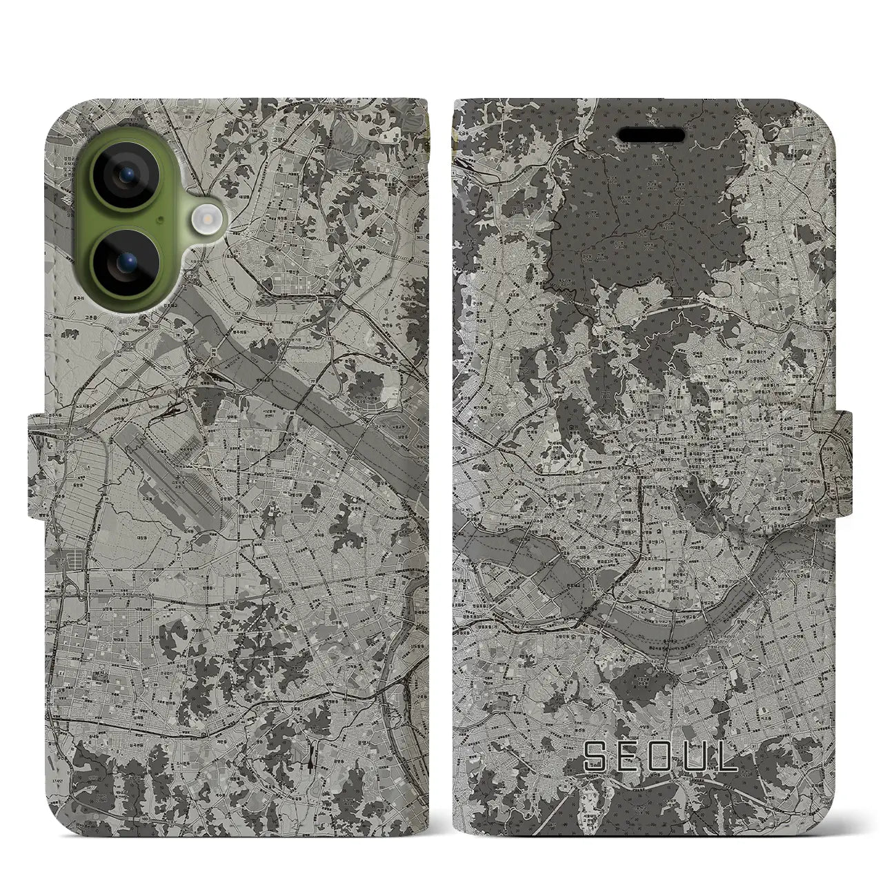 【ソウル(韓国)】地図柄iPhoneケース(手帳タイプ)