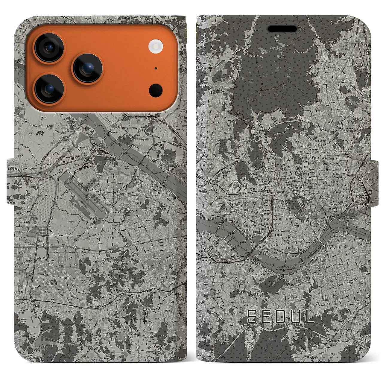 【ソウル(韓国)】地図柄iPhoneケース(手帳タイプ)