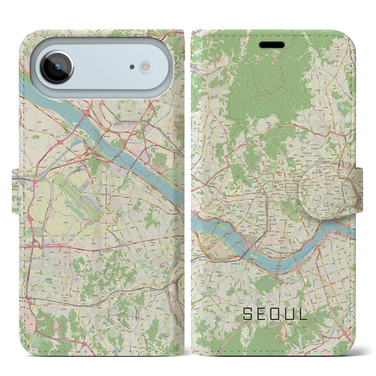 【ソウル(韓国)】地図柄iPhoneケース(手帳タイプ)