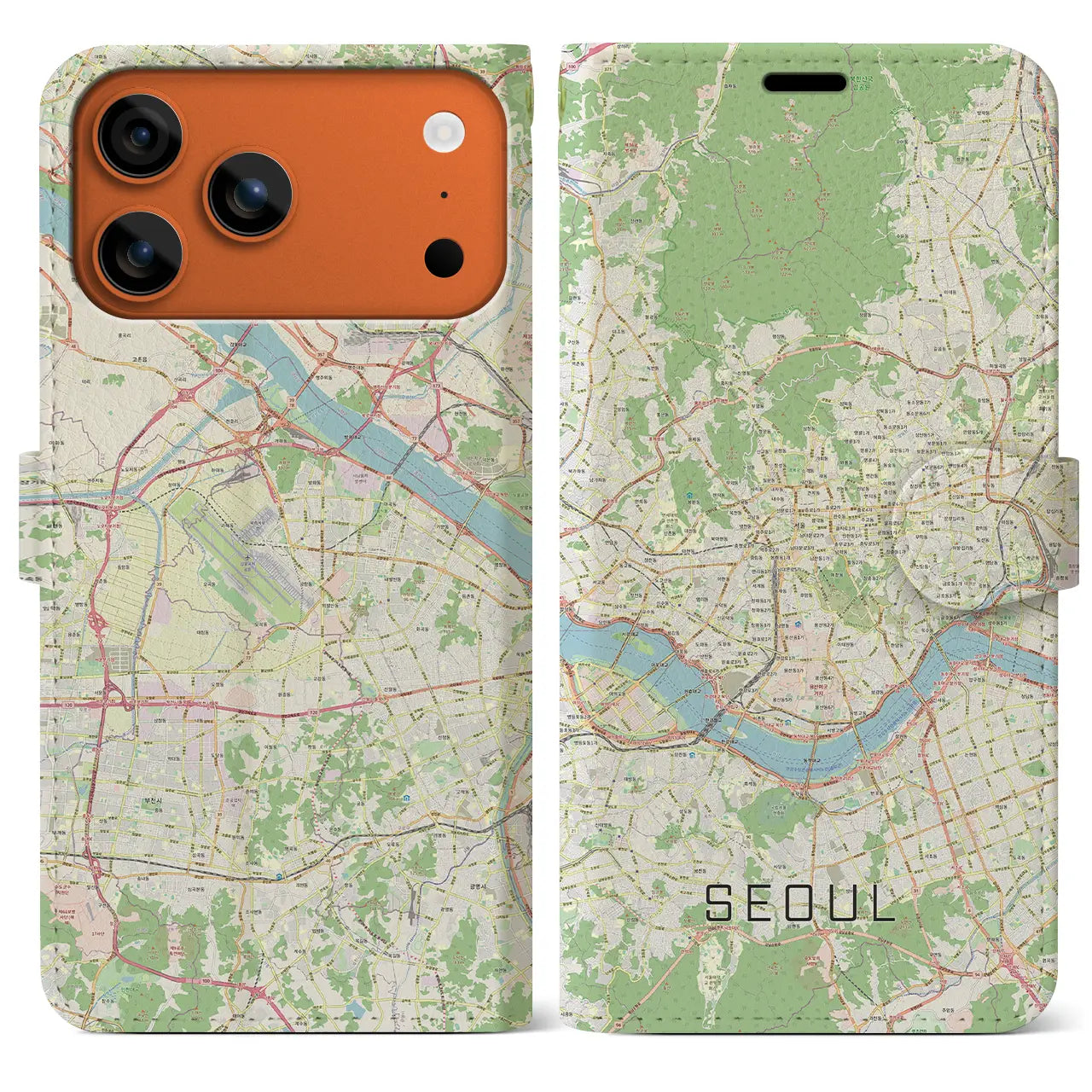 【ソウル(韓国)】地図柄iPhoneケース(手帳タイプ)