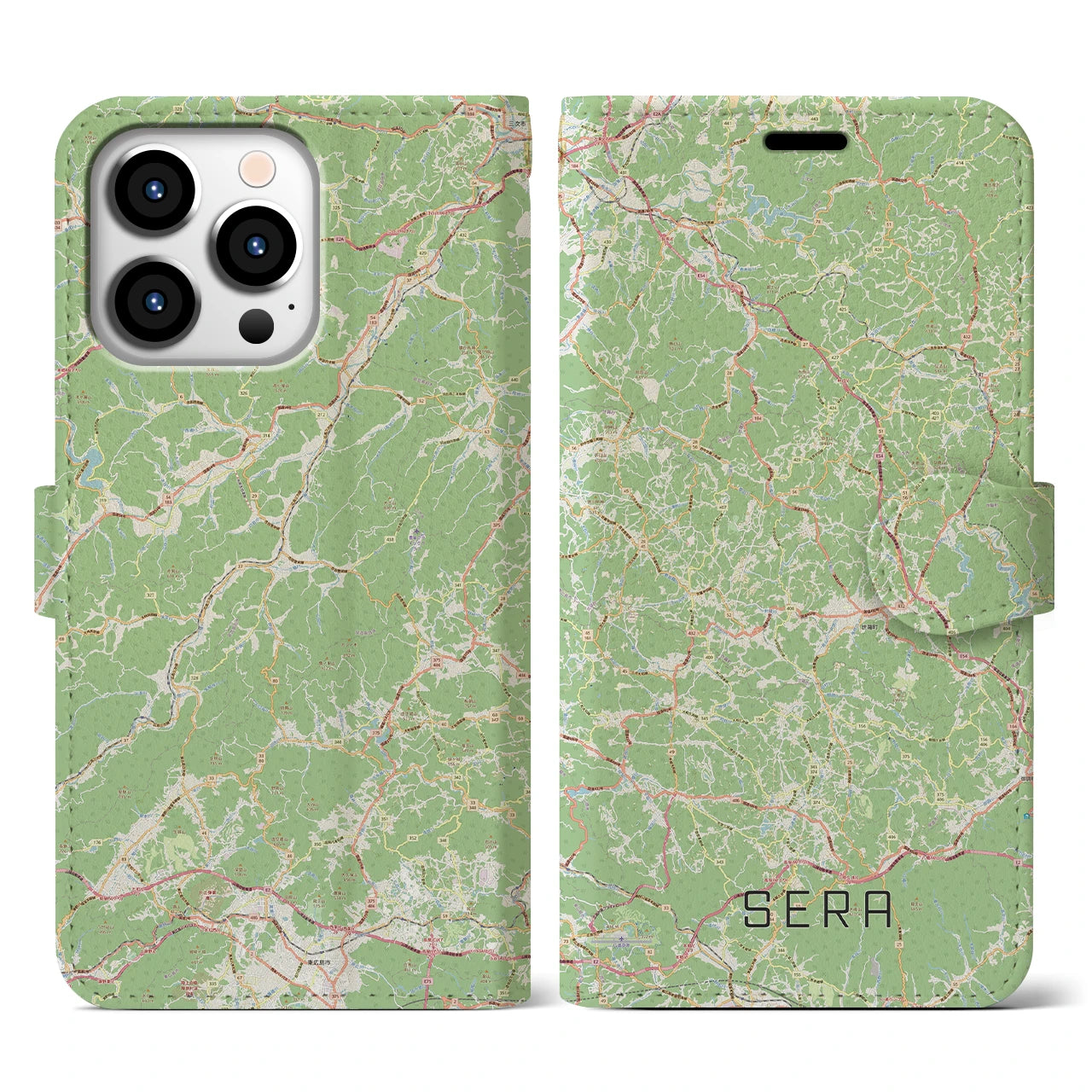 【世羅(広島県)】地図柄iPhoneケース(手帳タイプ)