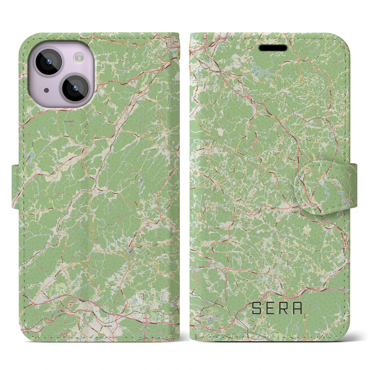 【世羅(広島県)】地図柄iPhoneケース(手帳タイプ)