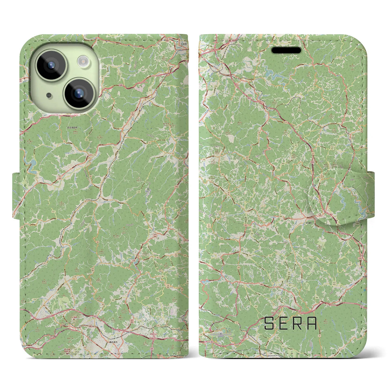 【世羅(広島県)】地図柄iPhoneケース(手帳タイプ)