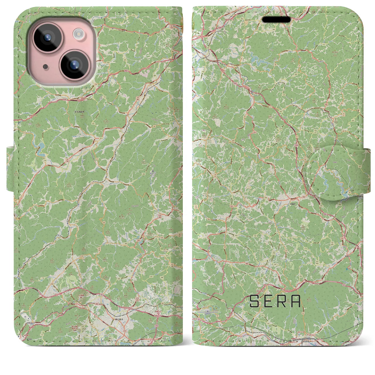 【世羅(広島県)】地図柄iPhoneケース(手帳タイプ)