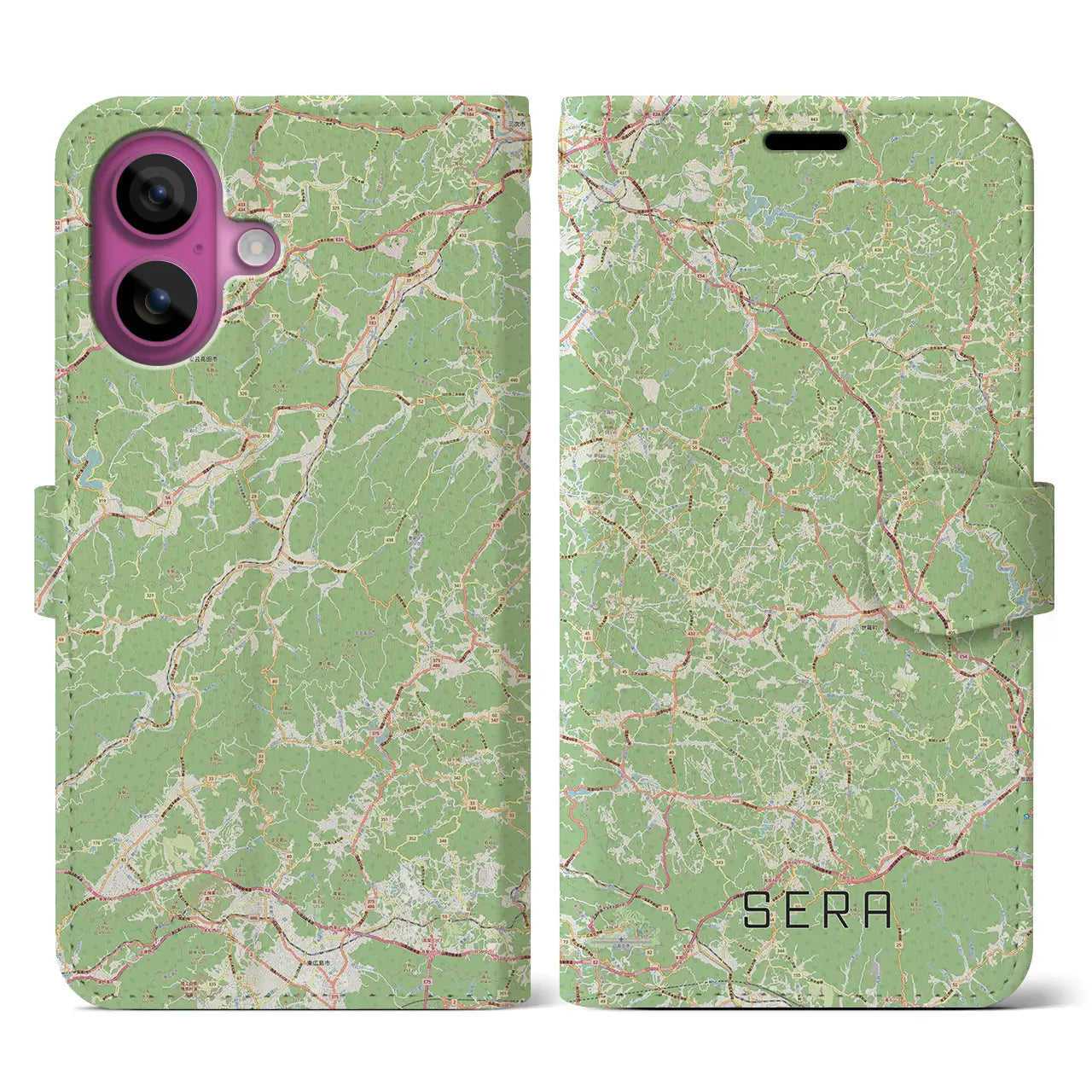 【世羅(広島県)】地図柄iPhoneケース(手帳タイプ)