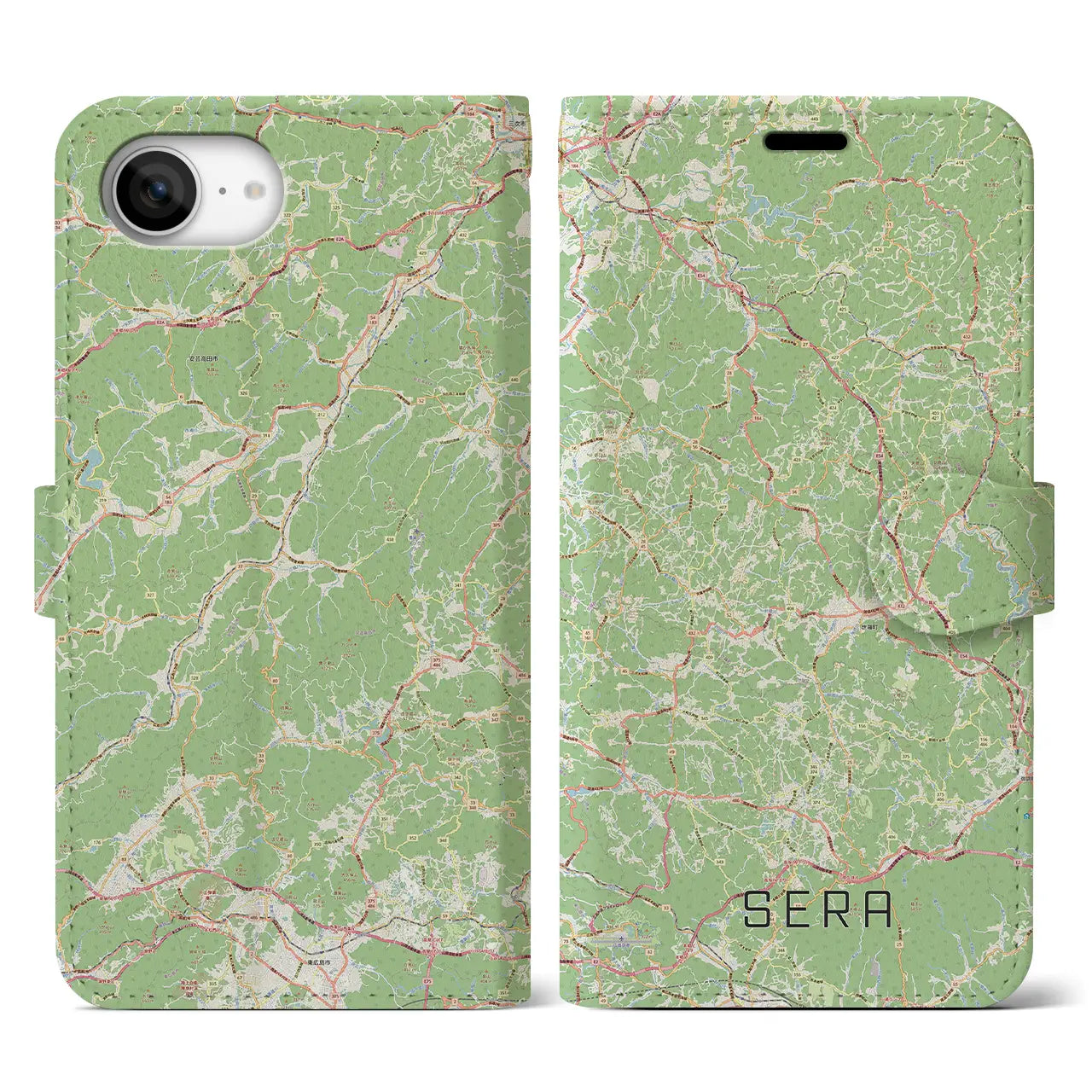 【世羅(広島県)】地図柄iPhoneケース(手帳タイプ)