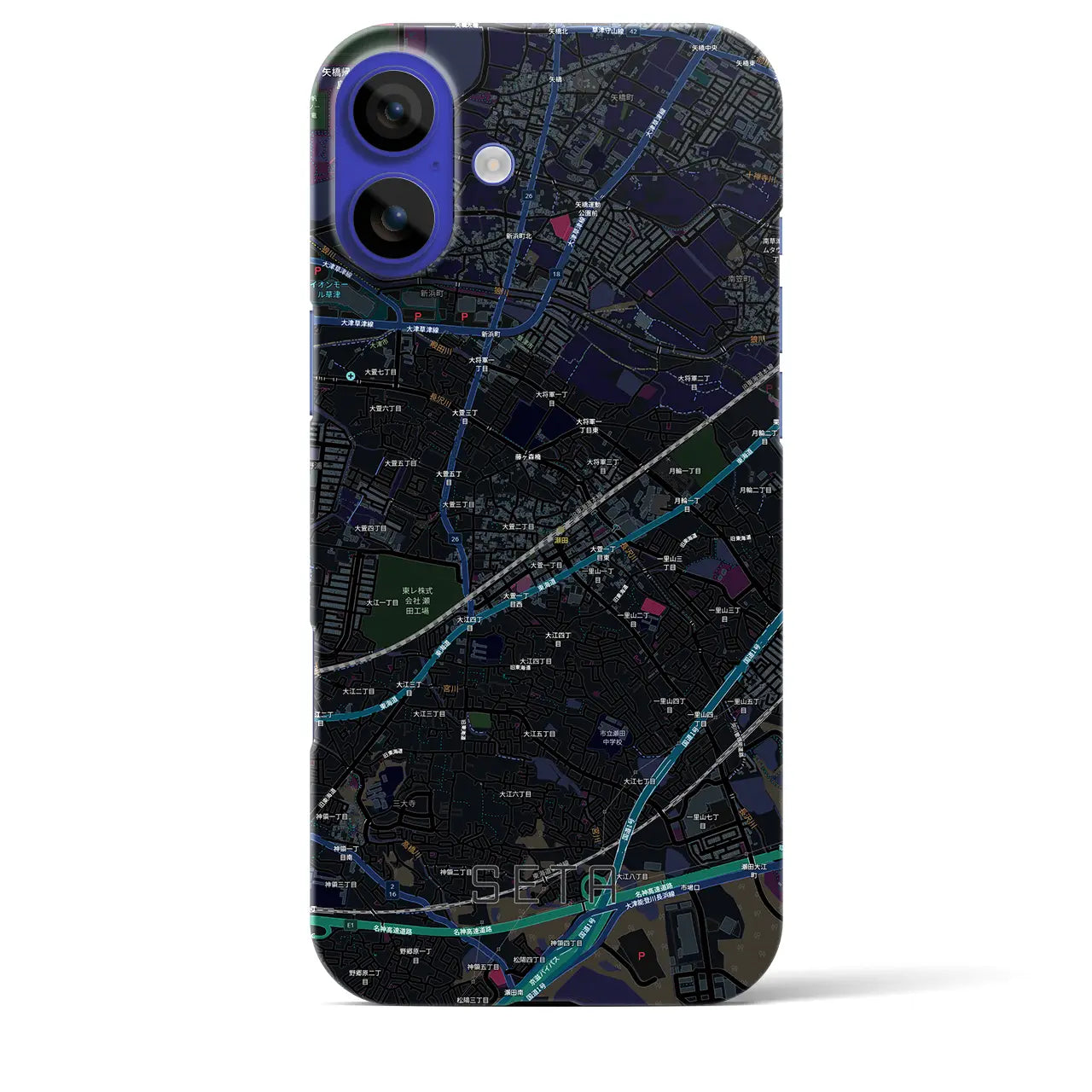 【瀬田(滋賀県)】地図柄iPhoneケース(バックカバータイプ)