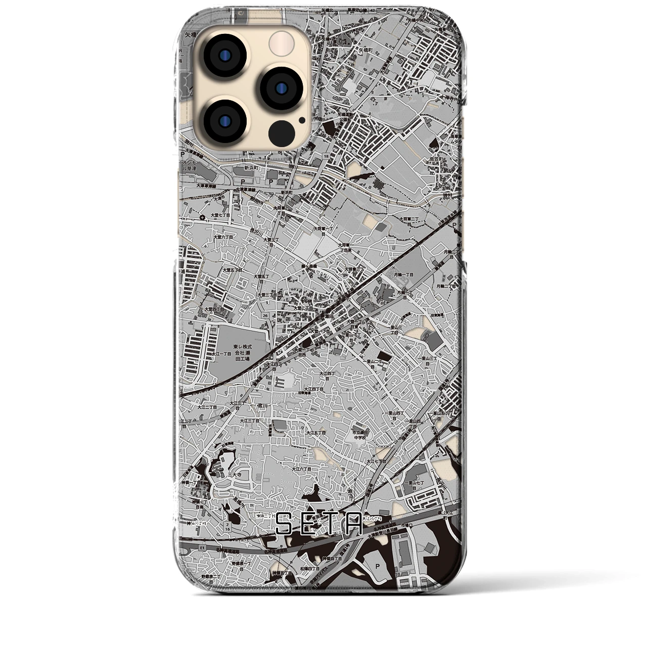 【瀬田(滋賀県)】地図柄iPhoneケース(クリアタイプ)