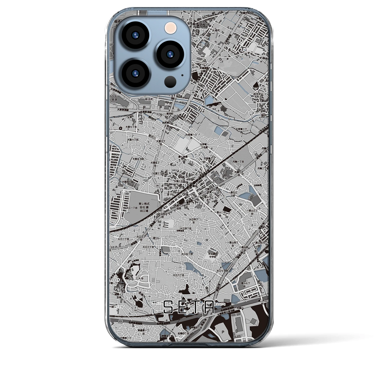 【瀬田(滋賀県)】地図柄iPhoneケース(クリアタイプ)