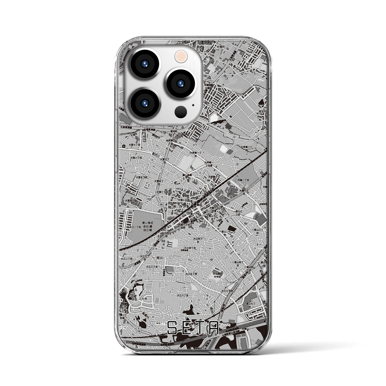 【瀬田(滋賀県)】地図柄iPhoneケース(クリアタイプ)