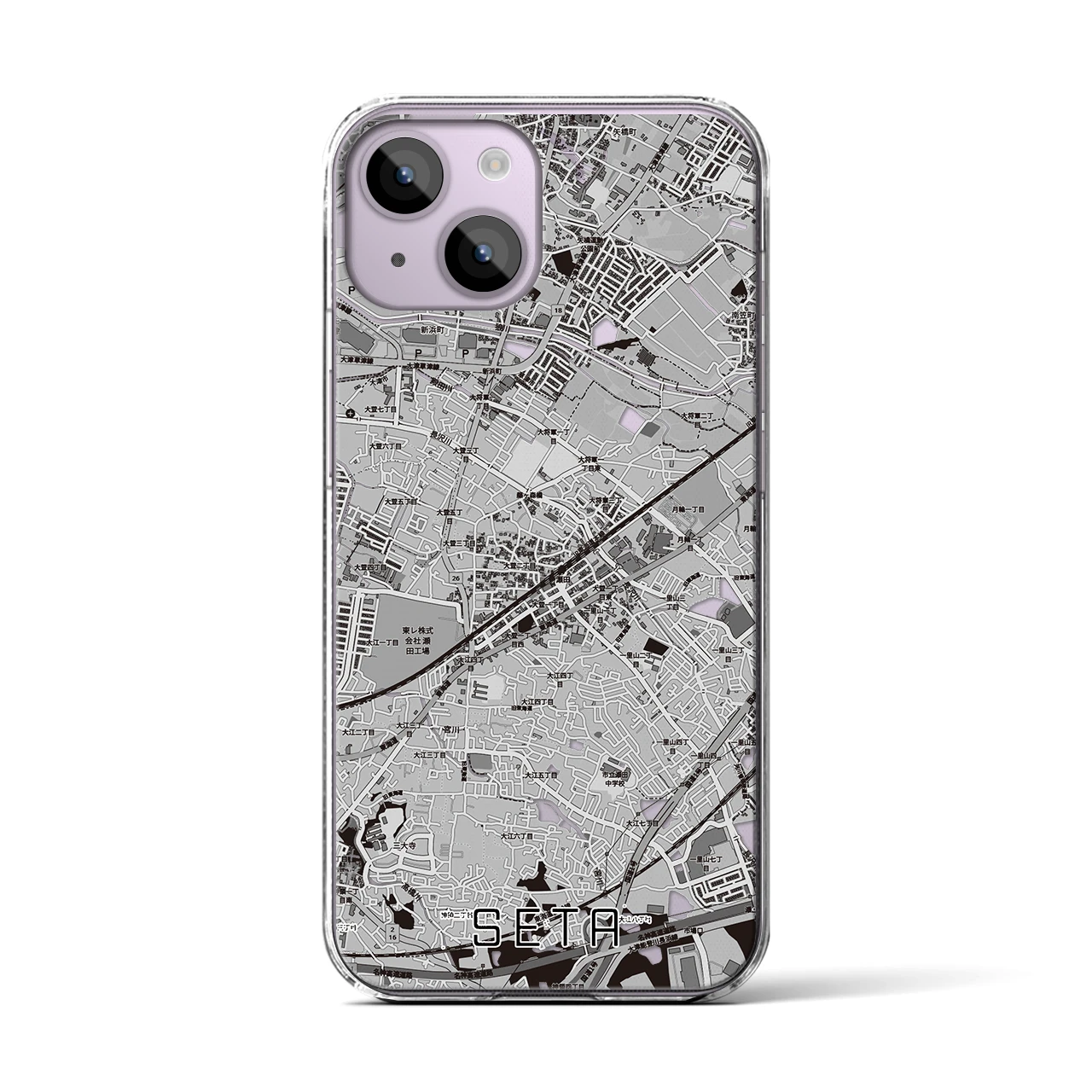 【瀬田(滋賀県)】地図柄iPhoneケース(クリアタイプ)