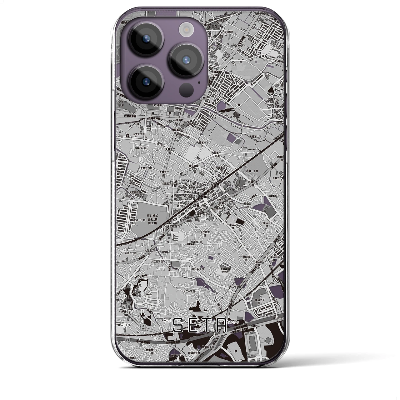 【瀬田(滋賀県)】地図柄iPhoneケース(クリアタイプ)