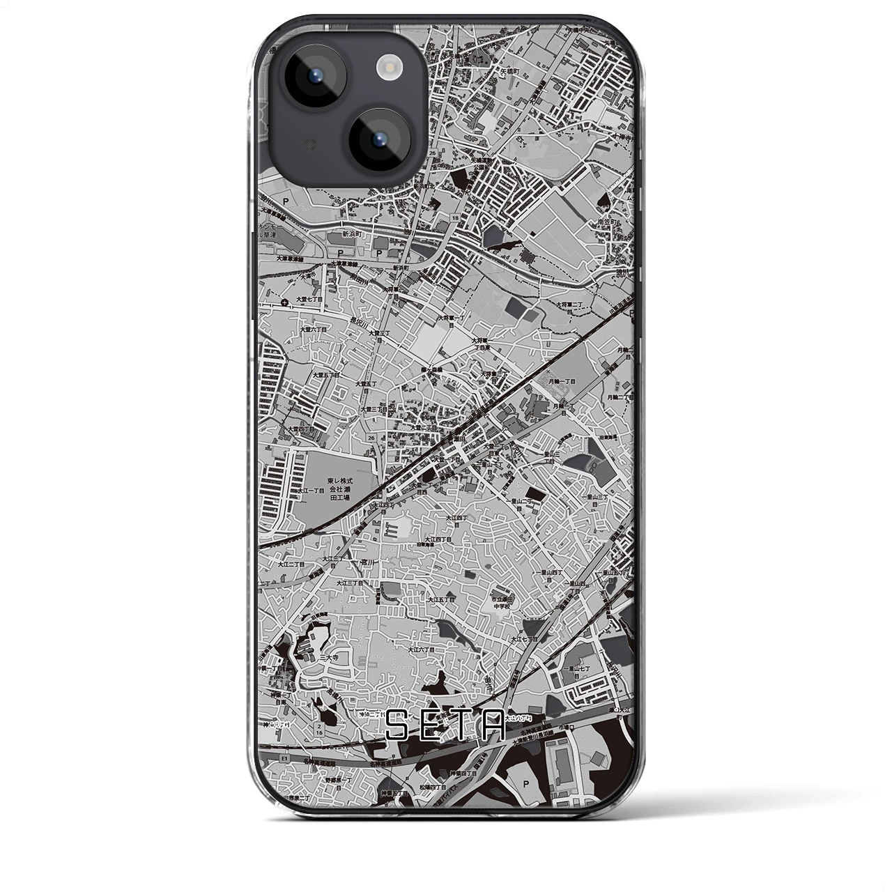 【瀬田(滋賀県)】地図柄iPhoneケース(クリアタイプ)