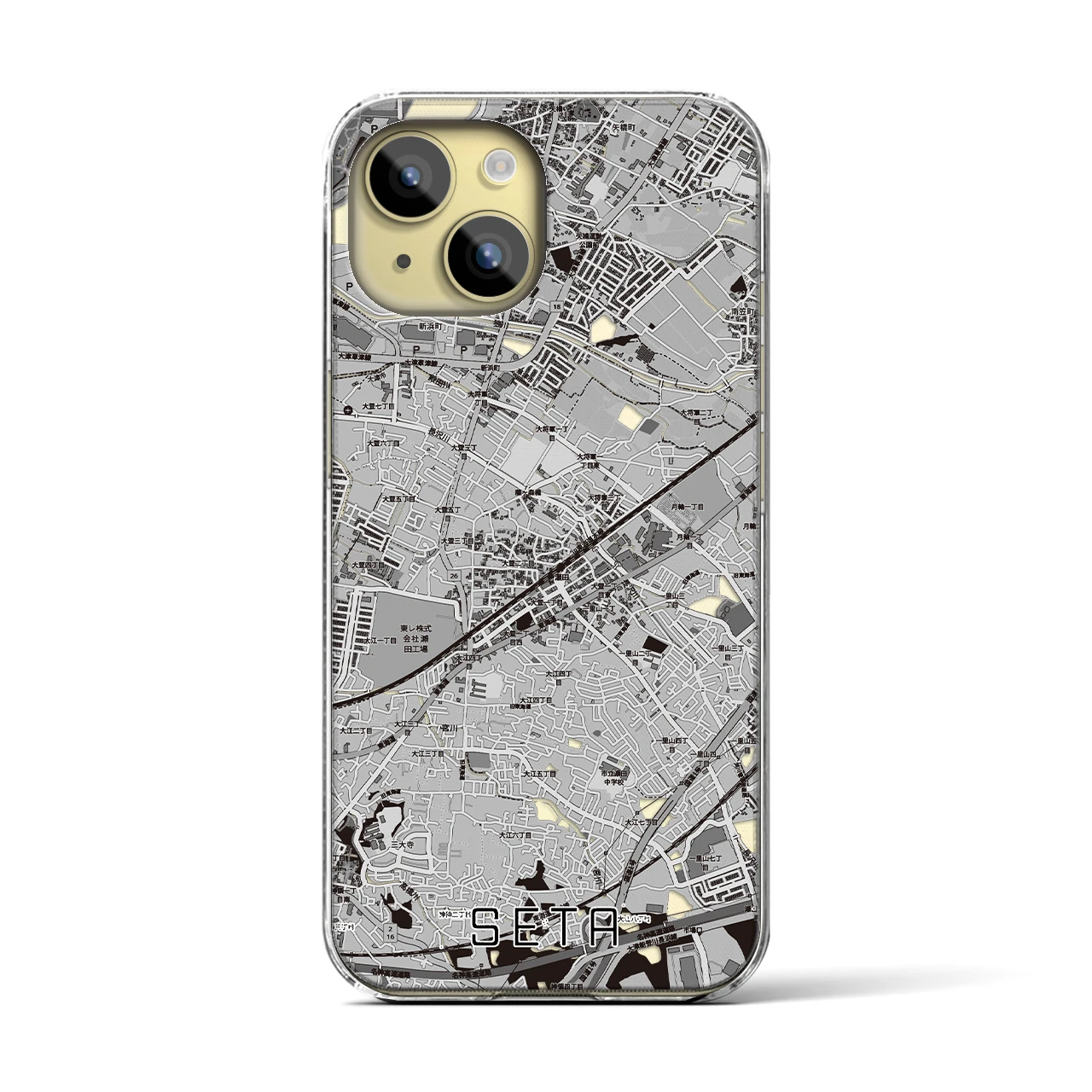 【瀬田(滋賀県)】地図柄iPhoneケース(クリアタイプ)