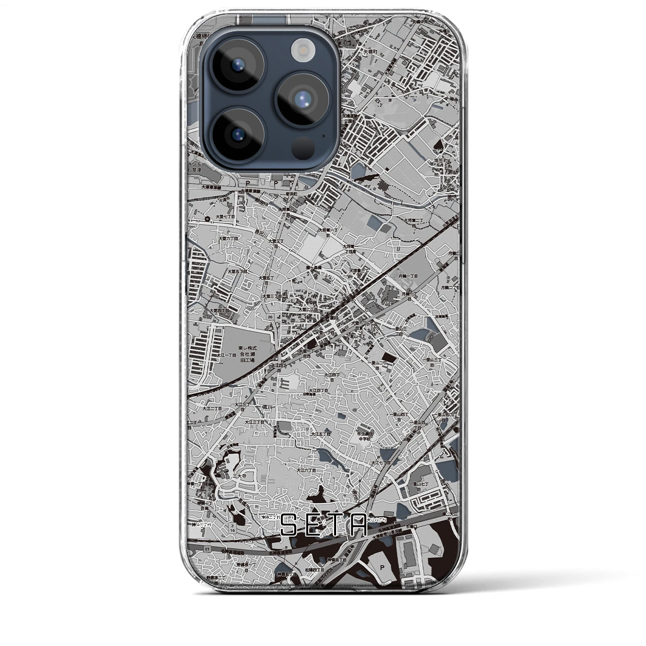 【瀬田(滋賀県)】地図柄iPhoneケース(クリアタイプ)