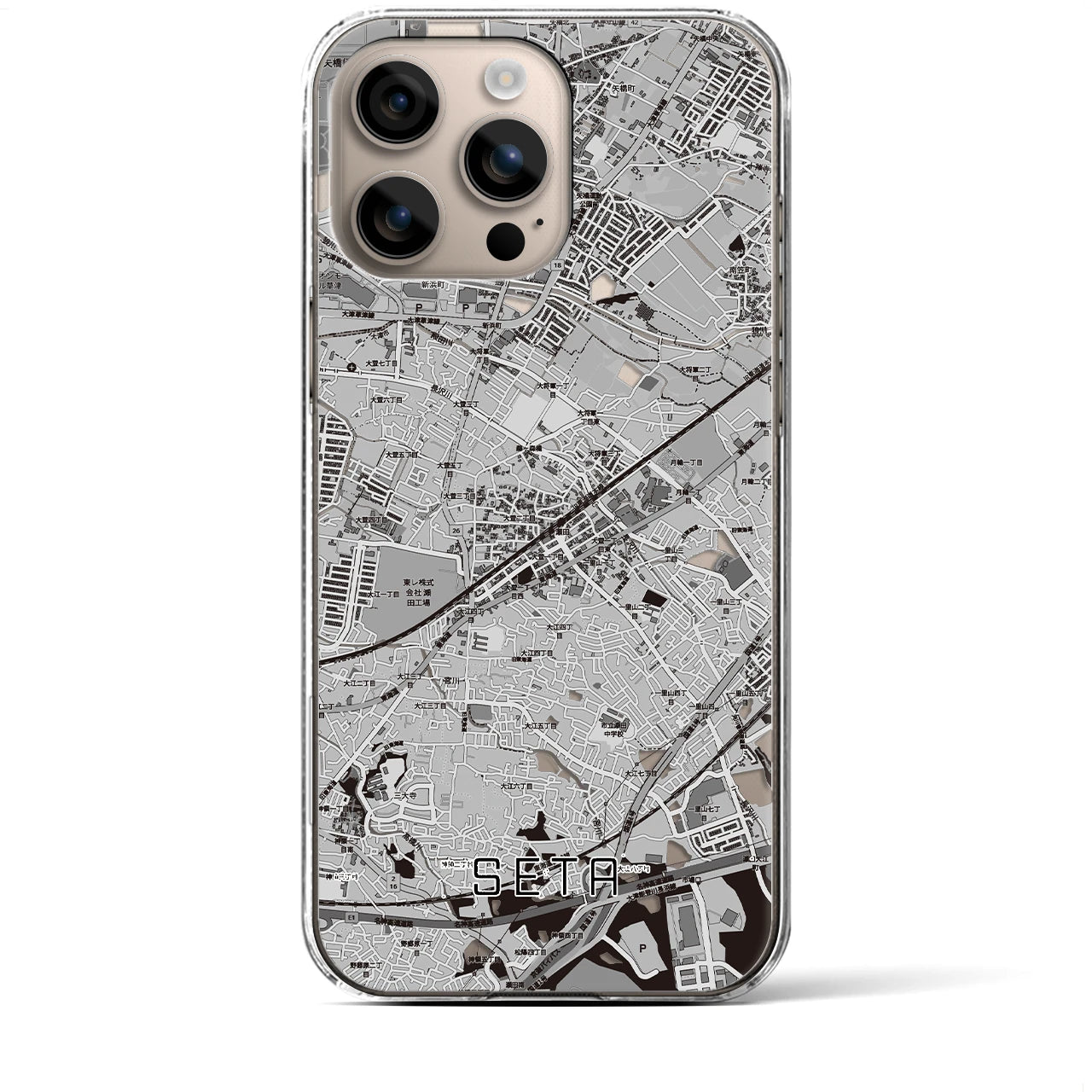 【瀬田(滋賀県)】地図柄iPhoneケース(クリアタイプ)