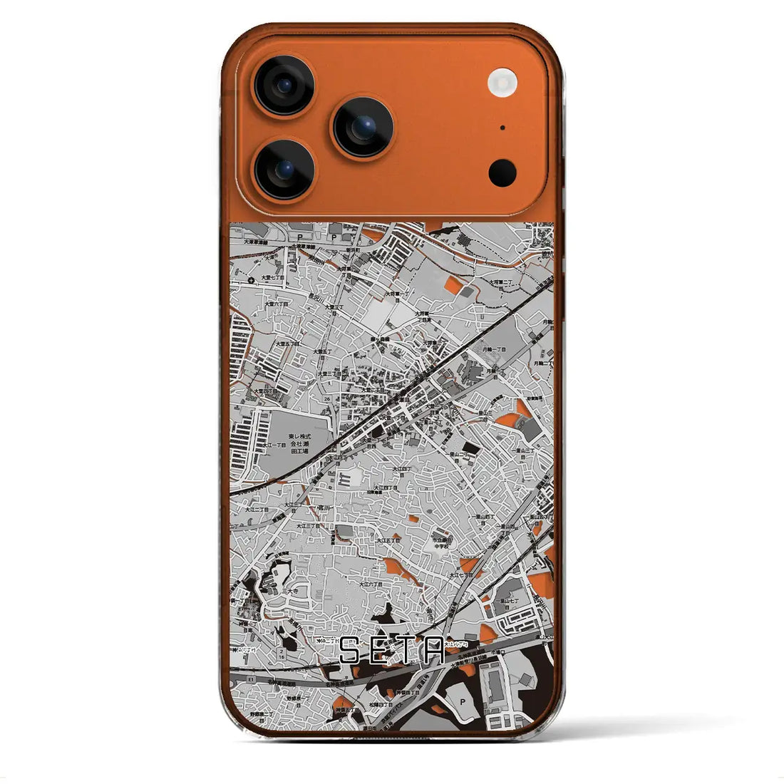 【瀬田(滋賀県)】地図柄iPhoneケース(クリアタイプ)モノトーン・iPhone 17 Pro Max 用