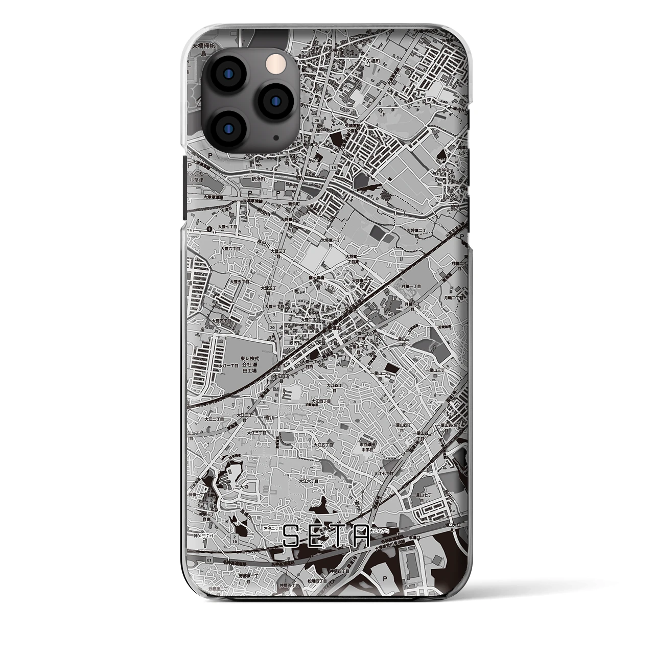 【瀬田(滋賀県)】地図柄iPhoneケース(クリアタイプ)