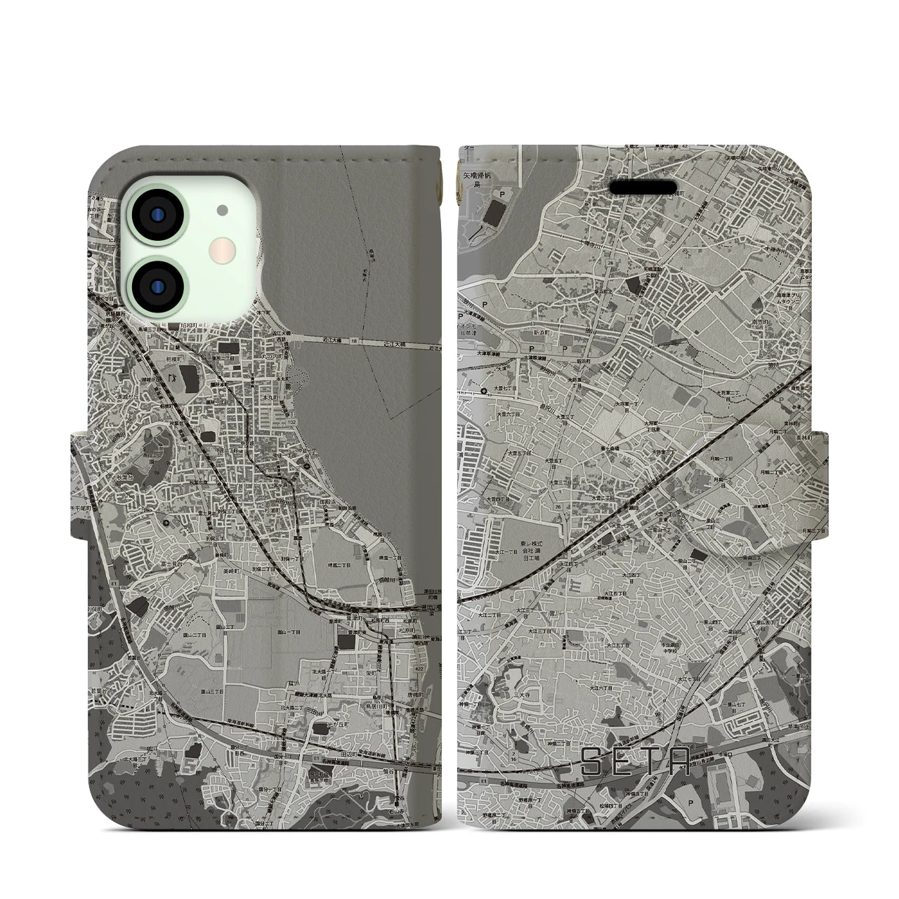 【瀬田(滋賀県)】地図柄iPhoneケース(手帳タイプ)