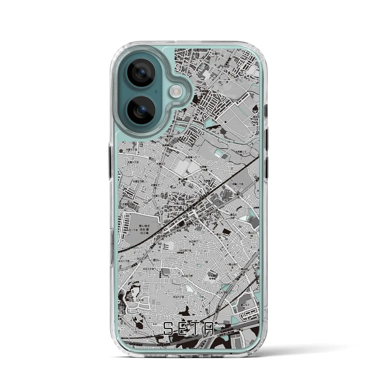 【瀬田(滋賀県)】地図柄iPhoneケース(MagSafeタイプ)モノトーン・iPhone 16 Pro 用