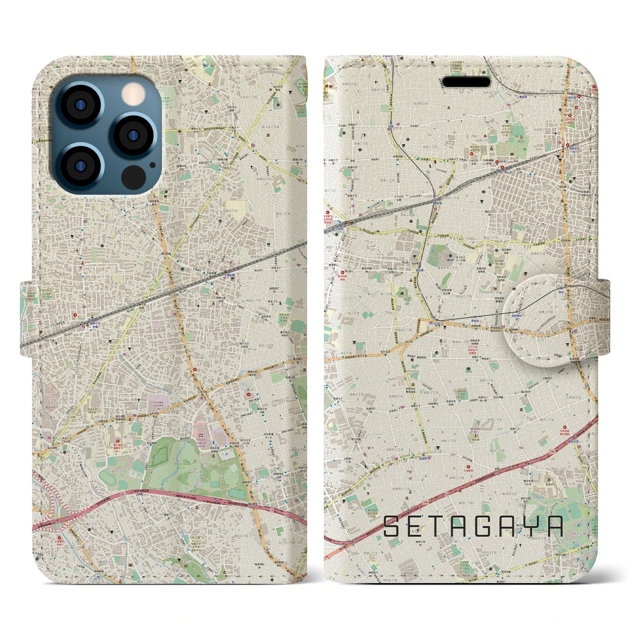 【世田谷(東京都)】地図柄iPhoneケース(手帳タイプ)