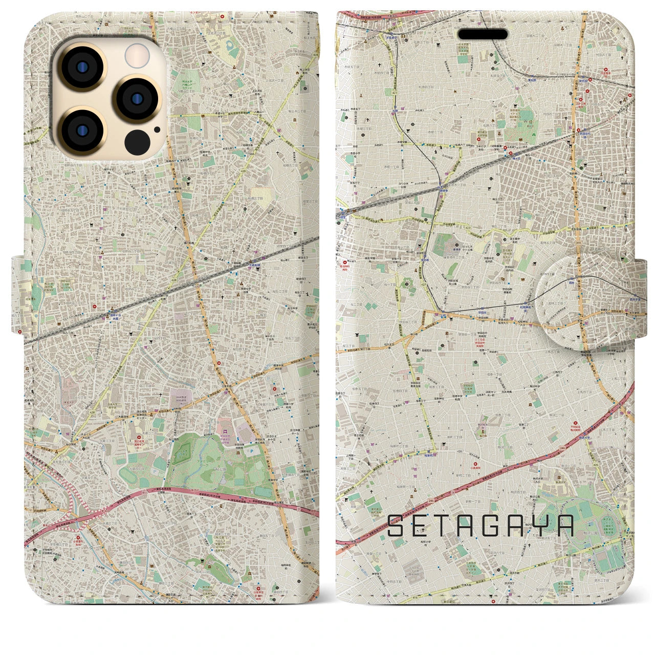 【世田谷(東京都)】地図柄iPhoneケース(手帳タイプ)