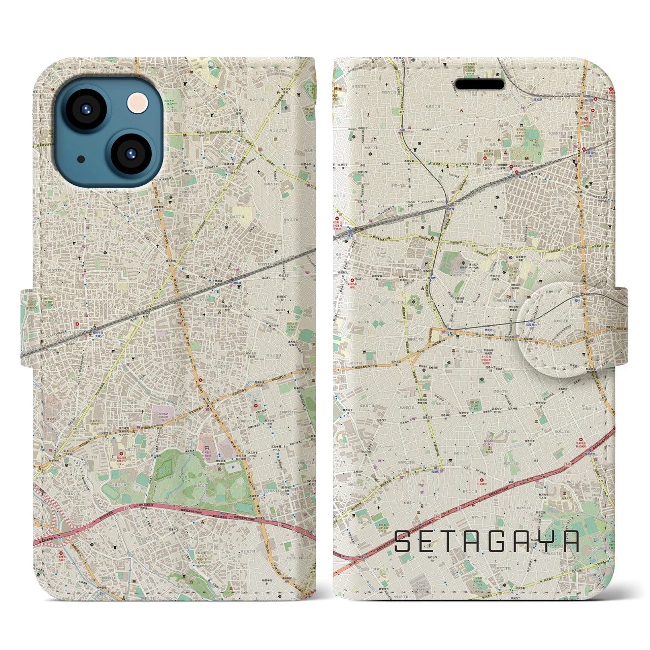 【世田谷(東京都)】地図柄iPhoneケース(手帳タイプ)